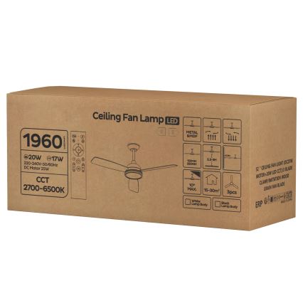 ZEVENTI - LED-dæmpbar loftventilator ULUWATU LED/20W/230V 2700-6500K 132 cm brun + fjernbetjening