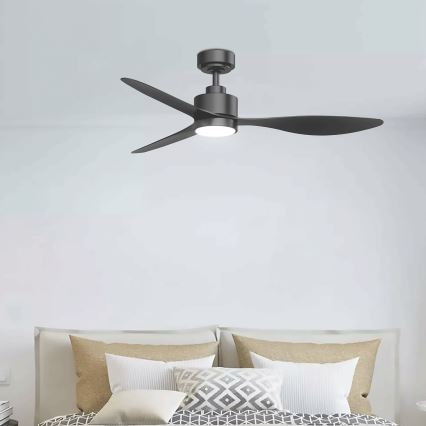 ZEVENTI - Dæmpbar LED-loftventilator ULUWATU LED/20W/230V 2700-6500K 132 cm sort + fjernbetjening