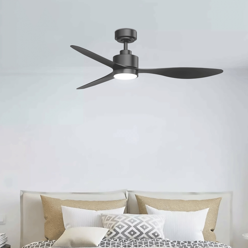 ZEVENTI - Dæmpbar LED-loftventilator ULUWATU LED/20W/230V 2700-6500K 132 cm sort + fjernbetjening