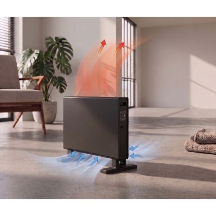 ZEVENTI - Elektrisk konvektor/varmeovn med LCD-display ECO/1250/2000W/230V sort + fjernbetjening
