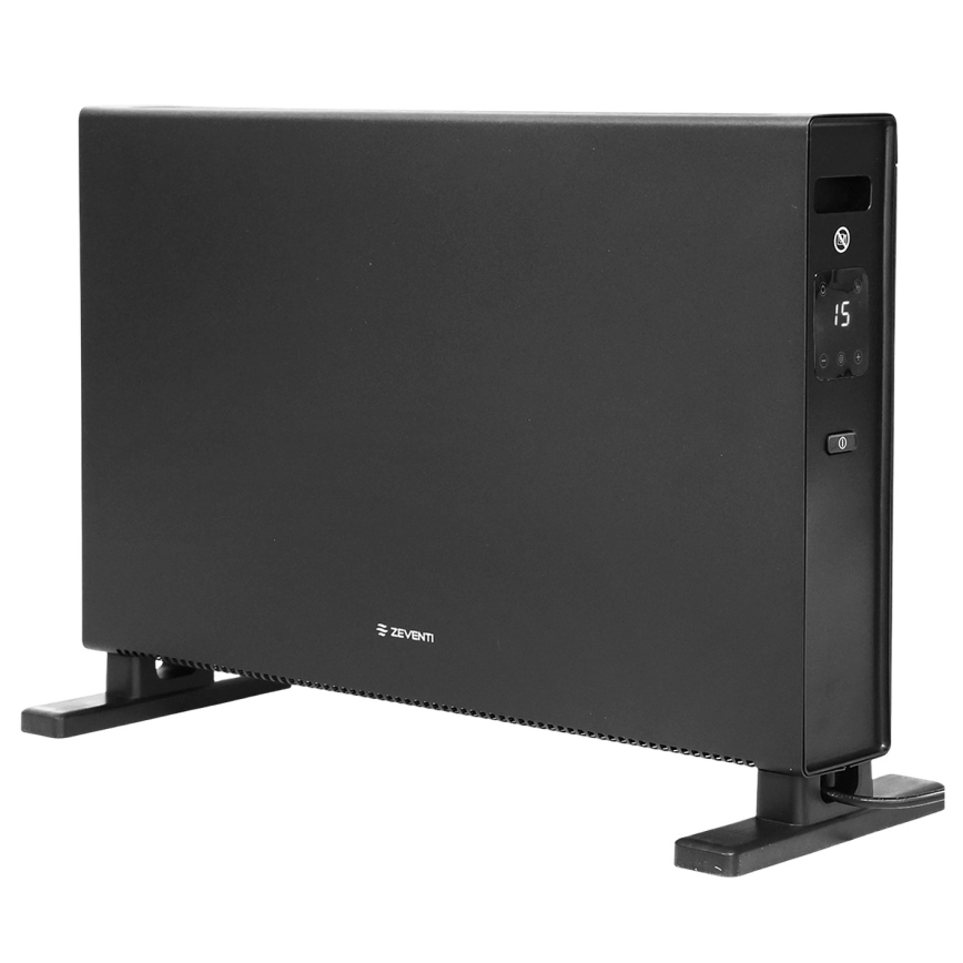 ZEVENTI - Elektrisk konvektor/varmeovn med LCD-display ECO/1250/2000W/230V sort + fjernbetjening