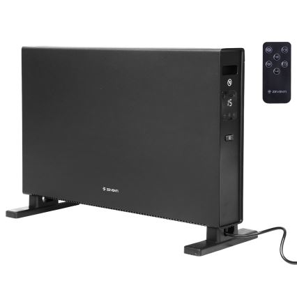 ZEVENTI - Elektrisk konvektor/varmeovn med LCD-display ECO/1250/2000W/230V sort + fjernbetjening