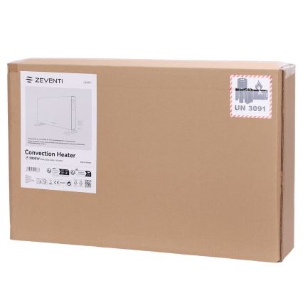 ZEVENTI - Elektrisk konvektor/varmeovn med LCD-display ECO/1250/2000W/230V sort + fjernbetjening