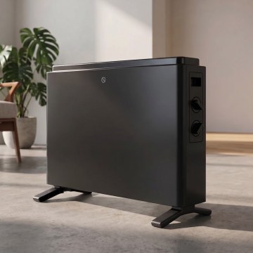 ZEVENTI - Elektrisk varmeovn/konvektor 800/1200/2000W/230V sort