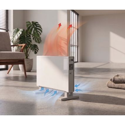 ZEVENTI - Elvarmer/konvektor med LCD-display ECO/1250/2000W/230V hvid + fjernbetjening