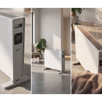ZEVENTI - Elvarmer/konvektor med LCD-display ECO/1250/2000W/230V hvid + fjernbetjening