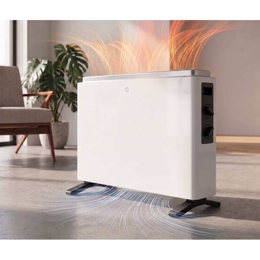 ZEVENTI - Elvarmer/konvektor 800/1200/2000W/230V hvid