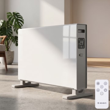ZEVENTI - Elvarmer/konvektor med LCD-display ECO/1250/2000W/230V hvid + fjernbetjening