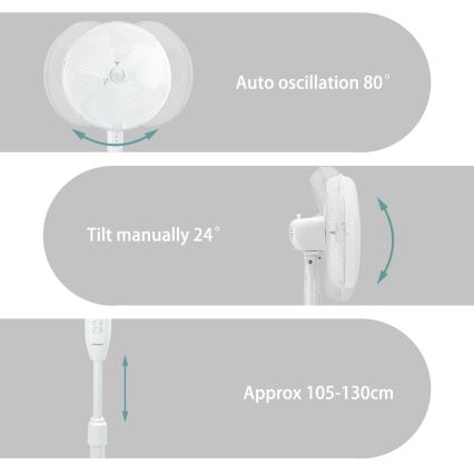 ZEVENTI - Gulvventilator FLOW 40W/230V hvid