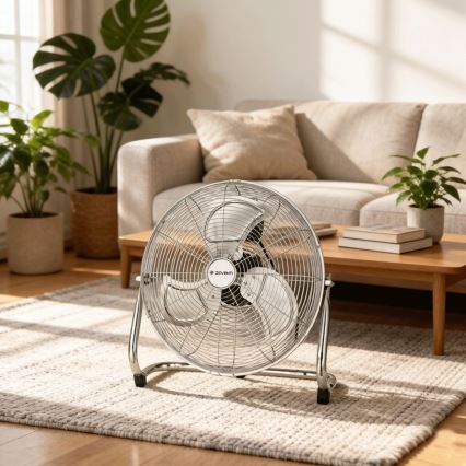ZEVENTI - Gulvventilator FLOW 100W/230V Ø 54 cm, blank krom