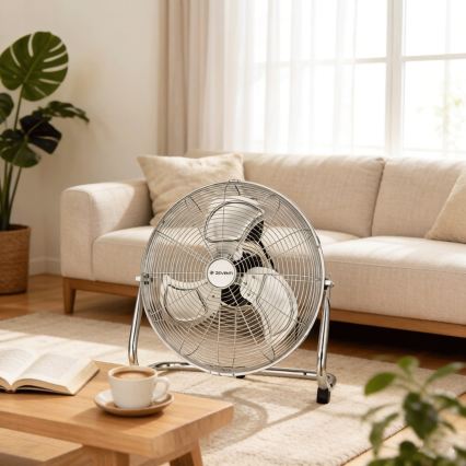 ZEVENTI - Gulvventilator FLOW 100W/230V Ø 54 cm, blank krom