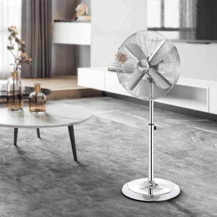 ZEVENTI - Gulvventilator FLOW 50W/230V Ø 45 cm blank krom