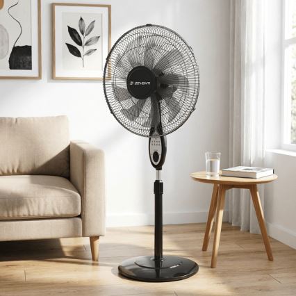 ZEVENTI - Gulvventilator FLOW 55W/230V 130 cm sort + fjernbetjening
