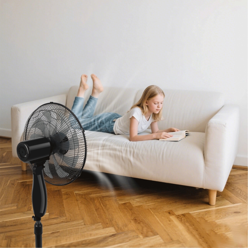 ZEVENTI - Gulvventilator FLOW 55W/230V 130 cm sort + fjernbetjening