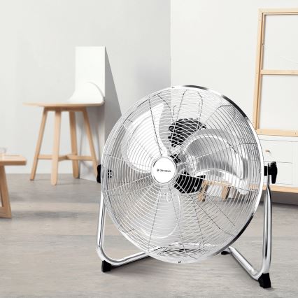 ZEVENTI - Gulvventilator FLOW, 60 W/230 V, 44,5 cm, blank krom