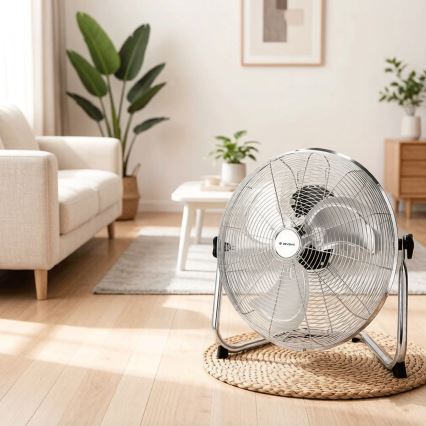 ZEVENTI - Gulvventilator FLOW, 60 W/230 V, 44,5 cm, blank krom