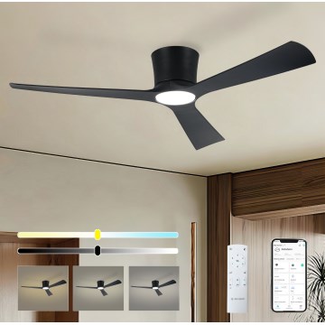ZEVENTI - LED-dæmpbar loftventilator AUREX LED/24W/230V 3000/4000/6000K Wi-Fi Tuya sort + fjernbetjening