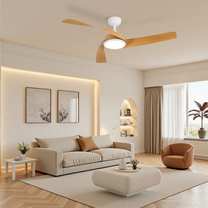 ZEVENTI - LED-dæmpbar loftventilator AERYS LED/24W/230V 3000/4000/6000K Wi-Fi Tuya hvid/eg + fjernbetjening