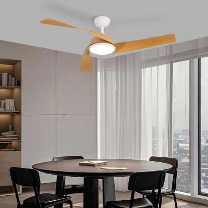 ZEVENTI - LED-dæmpbar loftventilator AERYS LED/24W/230V 3000/4000/6000K Wi-Fi Tuya hvid/eg + fjernbetjening