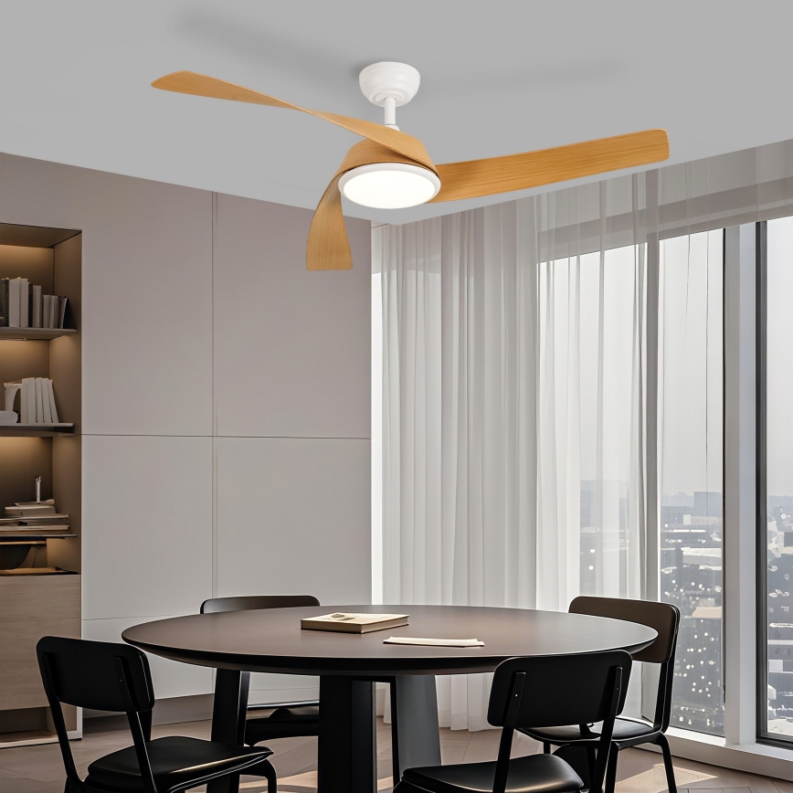 ZEVENTI - LED-dæmpbar loftventilator AERYS LED/24W/230V 3000/4000/6000K Wi-Fi Tuya hvid/eg + fjernbetjening