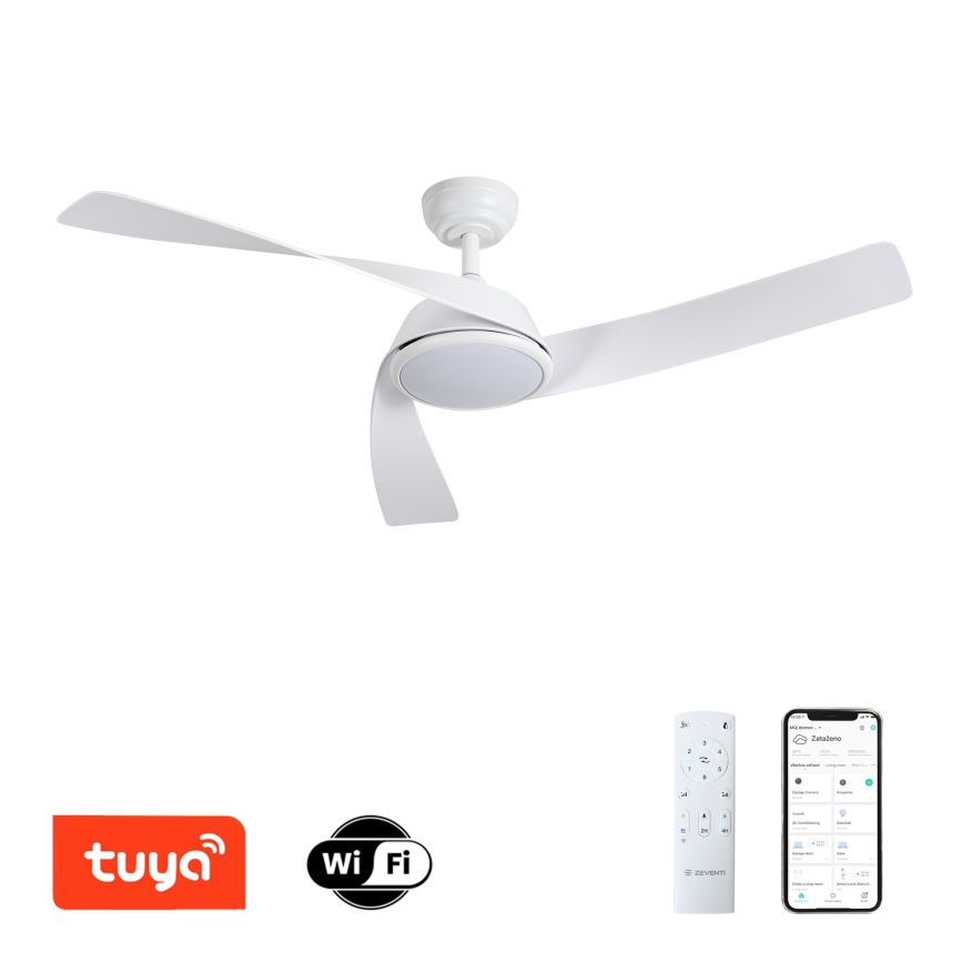 ZEVENTI - LED dæmpbar loftventilator AERYS LED/24W/230V 3000/4000/6000K Wi-Fi Tuya hvid + fjernbetjening