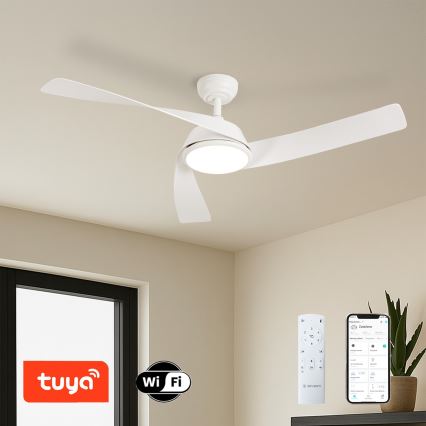 ZEVENTI - LED dæmpbar loftventilator AERYS LED/24W/230V 3000/4000/6000K Wi-Fi Tuya hvid + fjernbetjening