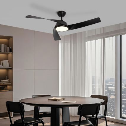 ZEVENTI - LED dæmpbar loftventilator AERYS  LED/24W/230V 3000/4000/6000K Wi-Fi Tuya sort + fjernbetjening