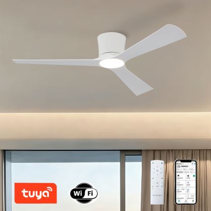 ZEVENTI - LED dæmpbar loftventilator AUREX LED/24W/230V 3000/4000/6000K Wi-Fi Tuya hvid + fjernbetjening