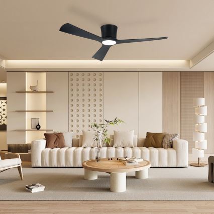 ZEVENTI - LED-dæmpbar loftventilator AUREX LED/24W/230V 3000/4000/6000K Wi-Fi Tuya sort + fjernbetjening