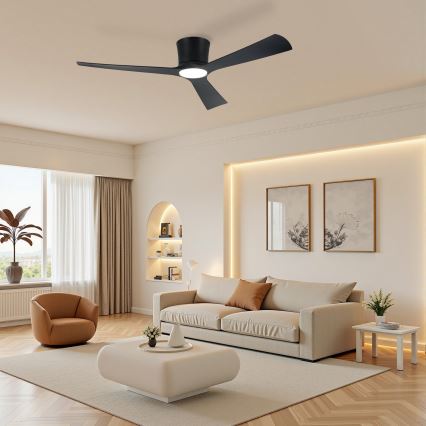 ZEVENTI - LED-dæmpbar loftventilator AUREX LED/24W/230V 3000/4000/6000K Wi-Fi Tuya sort + fjernbetjening