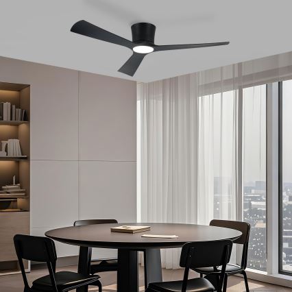 ZEVENTI - LED-dæmpbar loftventilator AUREX LED/24W/230V 3000/4000/6000K Wi-Fi Tuya sort + fjernbetjening