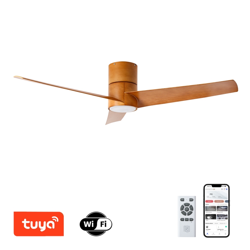 ZEVENTI - LED loftventilator BARROSA LED/18W/230V 3000/4000/6000K Wi-Fi Tuya brun + fjernbetjening