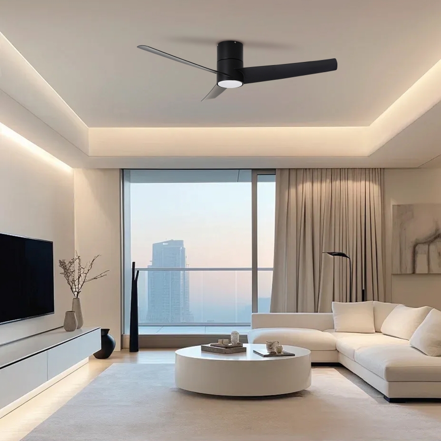 ZEVENTI - LED loftventilator BARROSA LED/18W/230V 3000/4000/6000K Wi-Fi Tuya sort + fjernbetjening