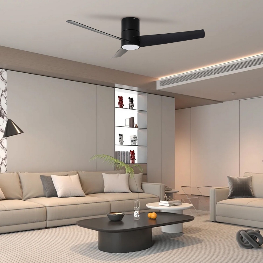 ZEVENTI - LED loftventilator BARROSA LED/18W/230V 3000/4000/6000K Wi-Fi Tuya sort + fjernbetjening