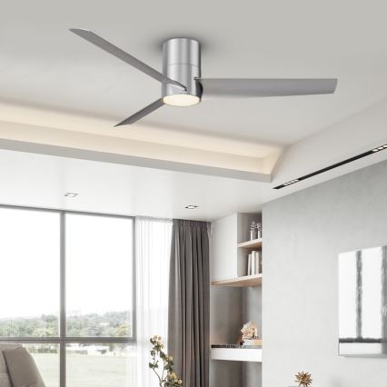 ZEVENTI - LED loftventilator BARROSA LED/18W/230V 3000/4000/6000K Wi-Fi Tuya mat krom + fjernbetjening