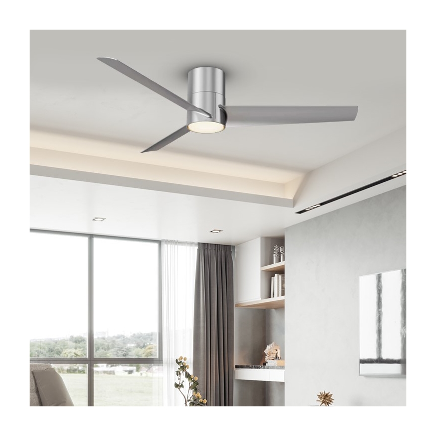 ZEVENTI - LED loftventilator BARROSA LED/18W/230V 3000/4000/6000K Wi-Fi Tuya mat krom + fjernbetjening