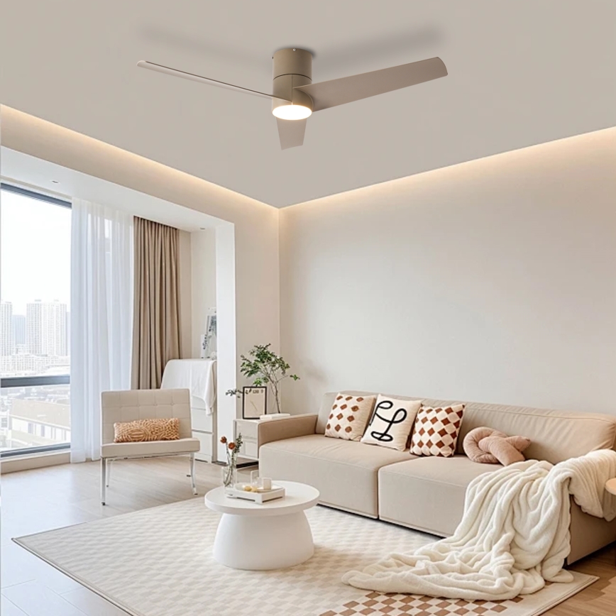 ZEVENTI - LED loftventilator BARROSA LED/18W/230V 3000/4000/6000K Wi-Fi Tuya beige + fjernbetjening