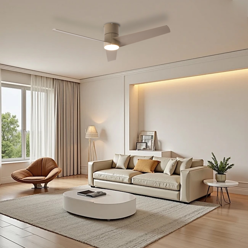 ZEVENTI - LED loftventilator BARROSA LED/18W/230V 3000/4000/6000K Wi-Fi Tuya beige + fjernbetjening
