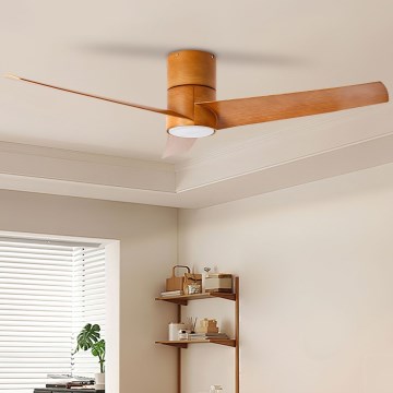 ZEVENTI - LED loftventilator dæmpbar BARROSA LED/18W/230V 3000-6000K Wi-Fi Tuya brun + fjernbetjening