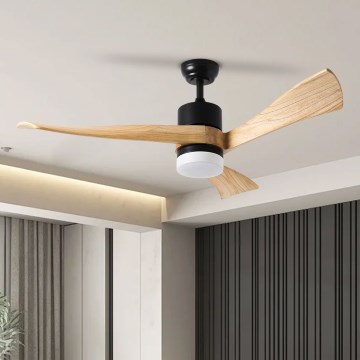ZEVENTI - LED loftventilator dæmpbar NATURITO LED/18W/230V 3000-6000K Wi-Fi Tuya sort/eg + fjernbetjening
