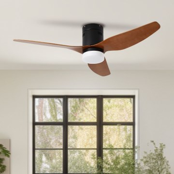 ZEVENTI - LED loftventilator dæmpbar PADUA LED/18W/230V 3000-6000K Wi-Fi Tuya sort/brun + fjernbetjening