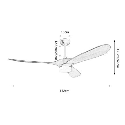 ZEVENTI - LED loftventilator dæmpbar GINOSA LED/18W/230V 3000-6000K Wi-Fi Tuya sort/eg + fjernbetjening