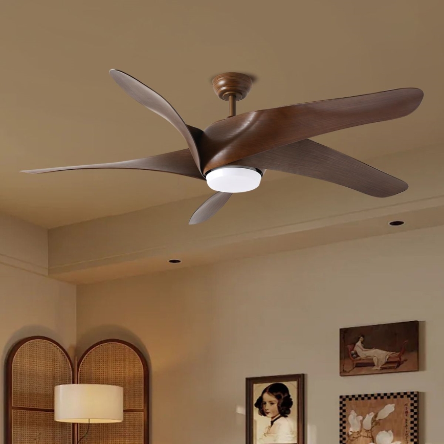 ZEVENTI - LED loftventilator LUCCA LED/18W/230V 3000/4000/6000K Wi-Fi Tuya brun + fjernbetjening