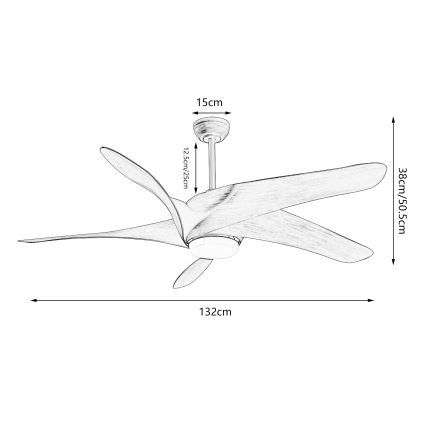 ZEVENTI - LED loftventilator dæmpbar LUCCA LED/18W/230V 3000-6000K Wi-Fi Tuya brun + fjernbetjening