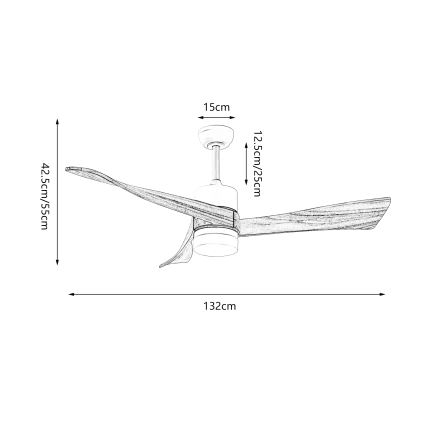 ZEVENTI - LED loftventilator dæmpbar NATURITO LED/18W/230V 3000-6000K Wi-Fi Tuya hvid/eg + fjernbetjening
