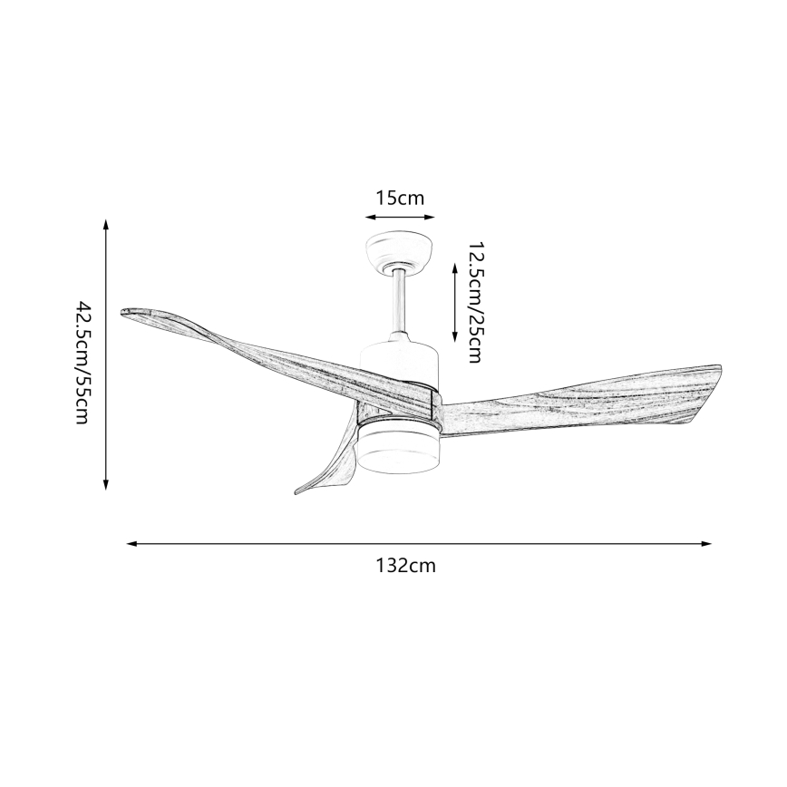 ZEVENTI - LED loftventilator dæmpbar NATURITO LED/18W/230V 3000-6000K Wi-Fi Tuya hvid/eg + fjernbetjening