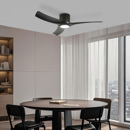 ZEVENTI - LED dæmpbar loftventilator ORBITO LED/24W/230V 3000/4000/6000K Wi-Fi Tuya sort + fjernbetjening
