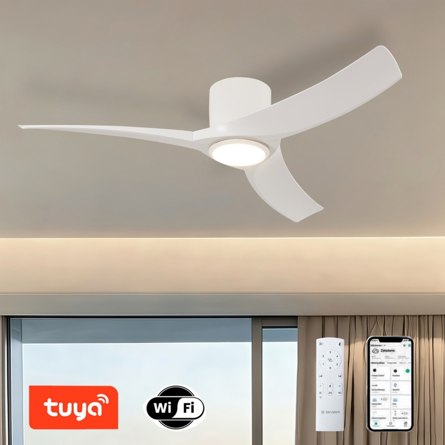 ZEVENTI - LED Dæmpbar loftventilator ORBITO LED/24W/230V 3000/4000/6000K Wi-Fi Tuya hvid + fjernbetjening