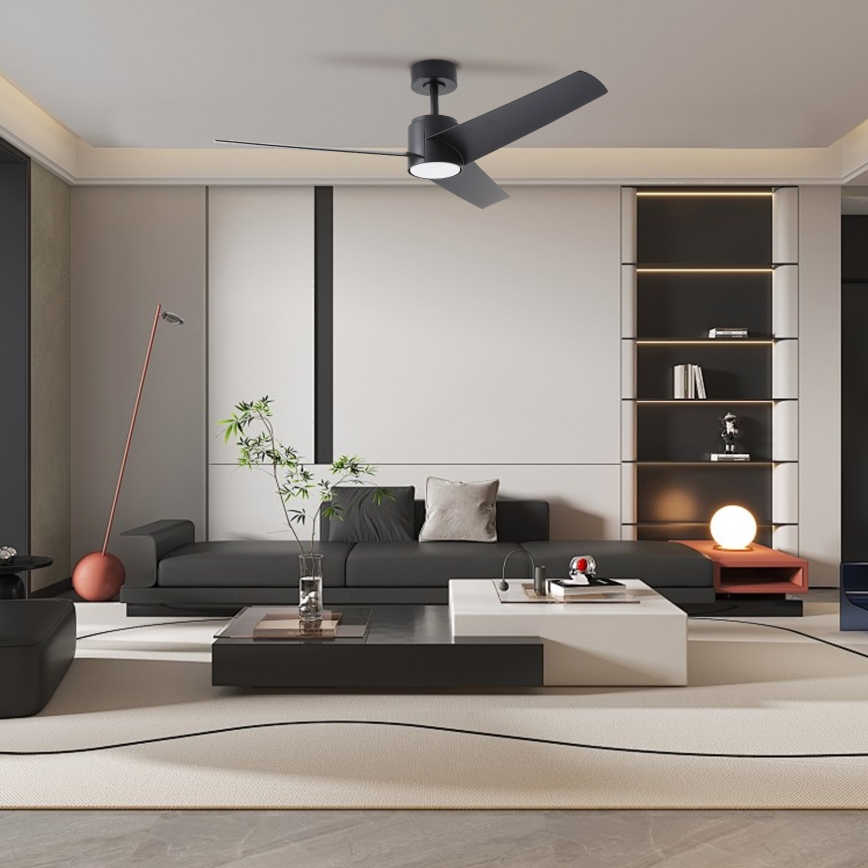 ZEVENTI - LED loftventilator dæmpbar ORVIETO LED/18W/230V 3000-6000K Wi-Fi Tuya sort + fjernbetjening