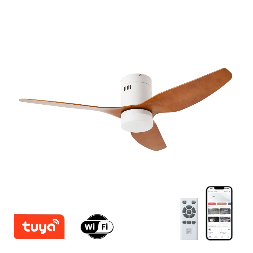 ZEVENTI - LED loftventilator dæmpbar PADUA LED/18W/230V 3000-6000K Wi-Fi Tuya hvid/brun + fjernbetjening